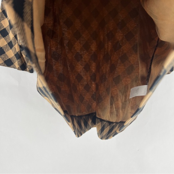 J. Jill Checkered Plaid Black Tan 3/4 Sleeve  Stretch Cotton Modal‎ Boxy Top XL - Picture 4 of 10